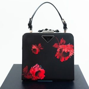 Prada Spazzolato Floral Frame Bag